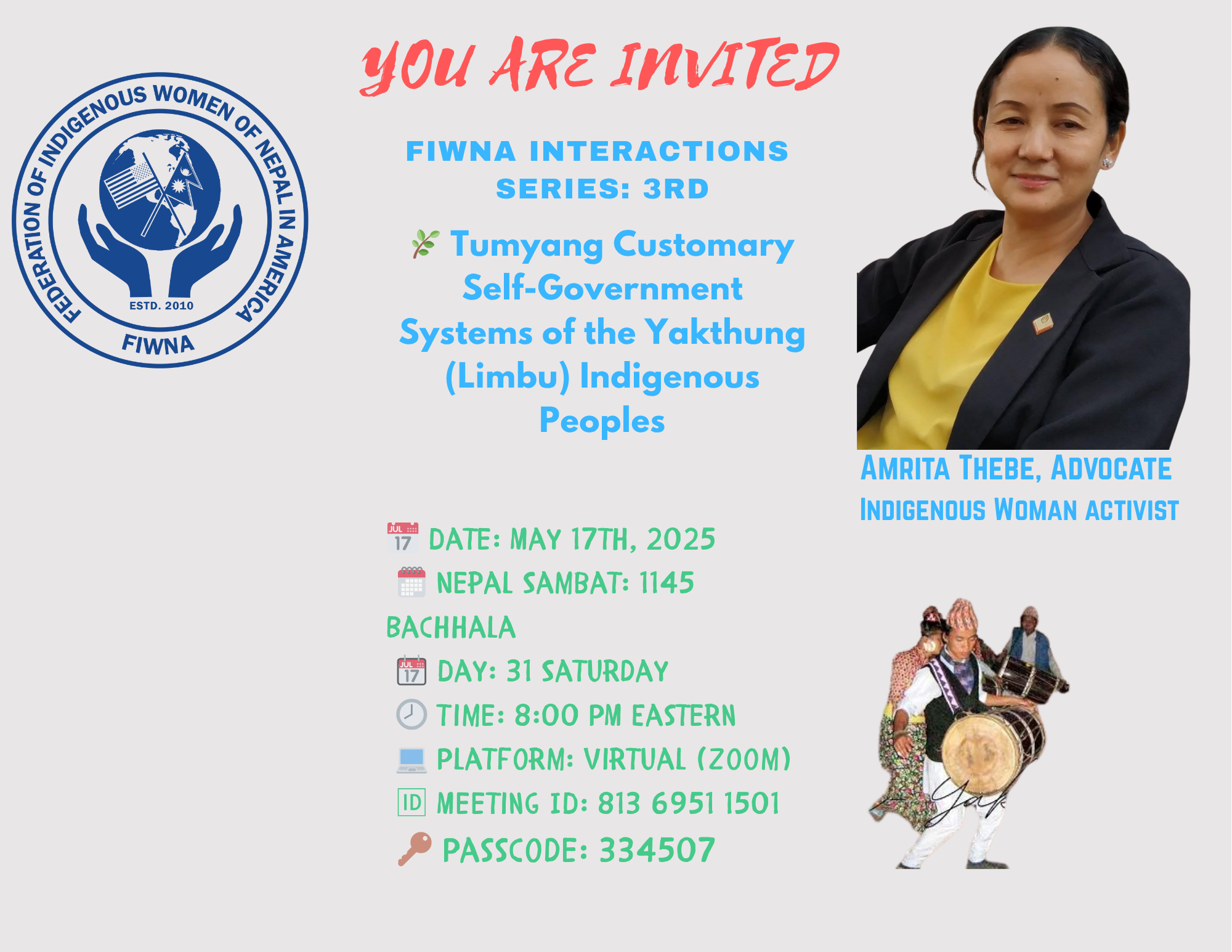 FIWNA Hosts Third Virtual Interaction Series on Tumyang Customary Law of the Limbu People